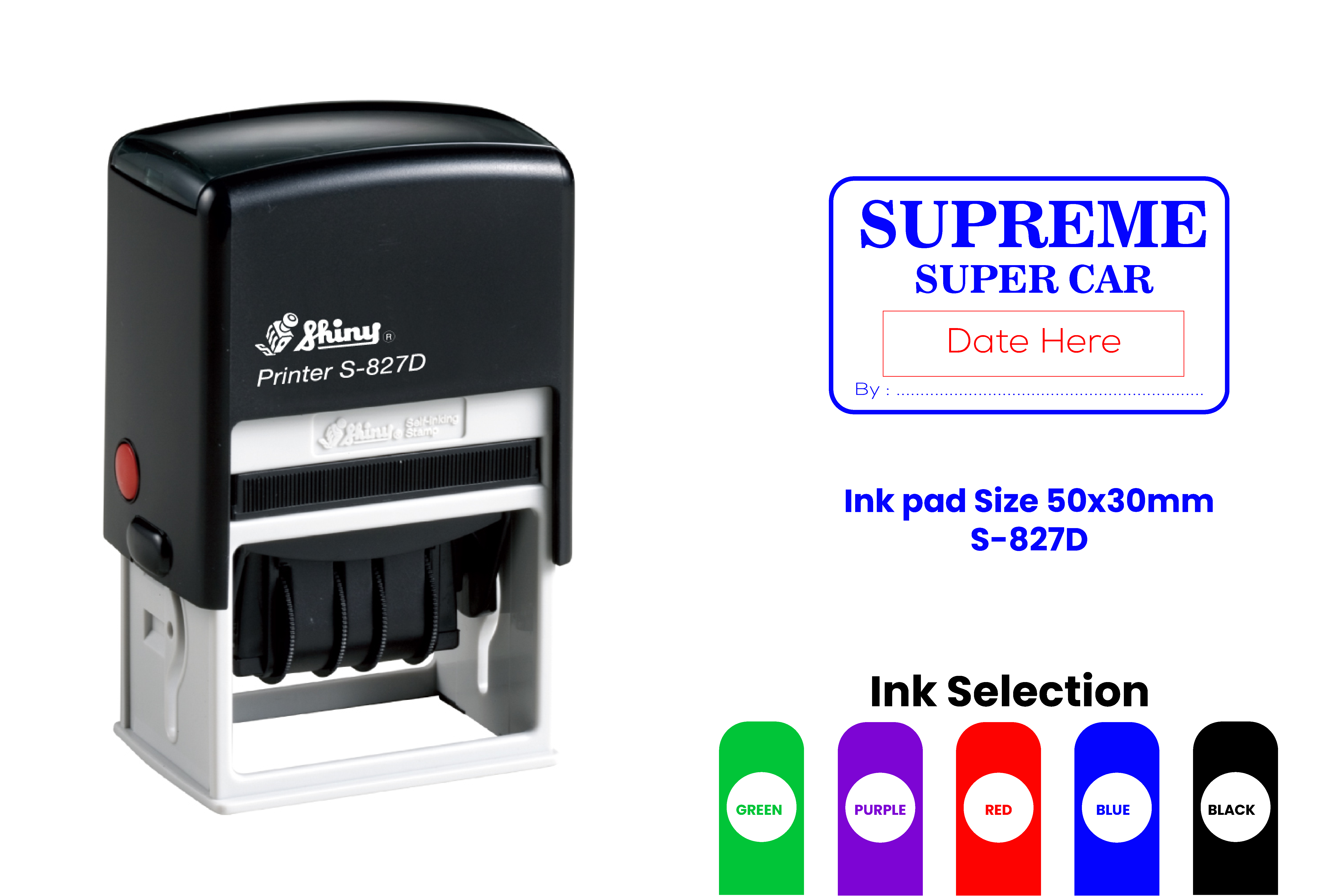 S-827D Self-Inking Date Rubber Stamp